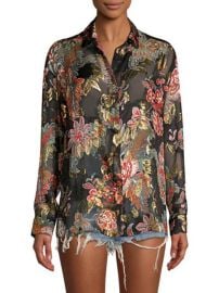 The Kooples Bollywood Metallic Floral Blouse at Saks Fifth Avenue